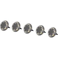 L10 Inbouwlamp op zonne-energie SMD LED Set van 5 stuks 0.2 W Zwart - thumbnail