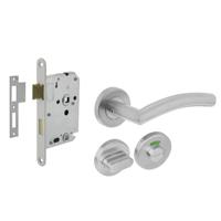 Set toiletslot 63/8mm wit met deurkruk Lisa/90° basic op rozet ø53x9mm en WC-sluiting rvs - thumbnail