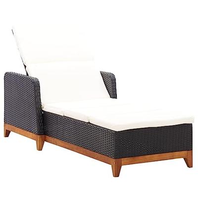 VidaXL Ligbed poly rattan en massief acaciahout zwart