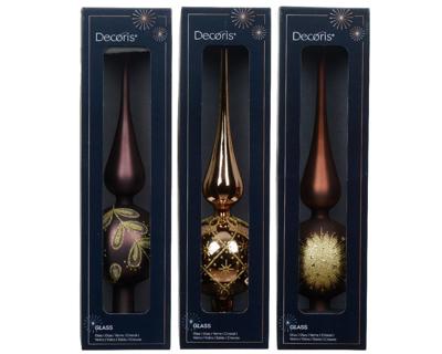 Piek glas d8h31 cm bruin a3 T kerst Decoris - Decoris