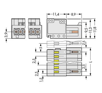 WAGO 733-202 Male behuizing (kabel) 733 Totaal aantal polen: 2 Rastermaat: 2.50 mm Inhoud: 200 stuk(s)