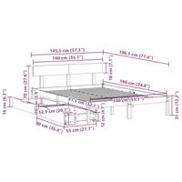 Bedframe zonder matras massief grenenhout wit 140x190 cm - thumbnail