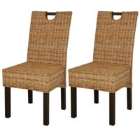Eetkamerstoelen Kubu 2 stuks rattan mangohout - thumbnail