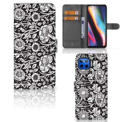 Motorola Moto G 5G Plus Hoesje Black Flowers Motorola Moto G 5G Plus Hoesje Black Flowers