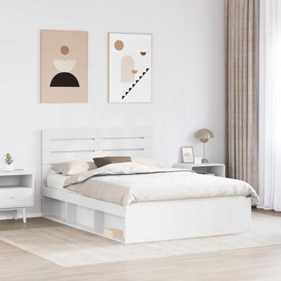 Bedframe met hoofdeinde Wit 160 x 200 cm Massief grenenhout