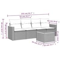 5-delige Loungeset met kussens poly rattan beige - thumbnail