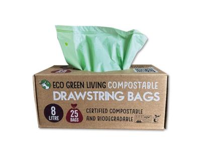 Eco Green Living Composteerbare afvalzakken 8 liter - met trekkoord - 25 stuks Eco Green Living Composteerbare afvalzakken 8 liter - met trekkoord - 25 stuks