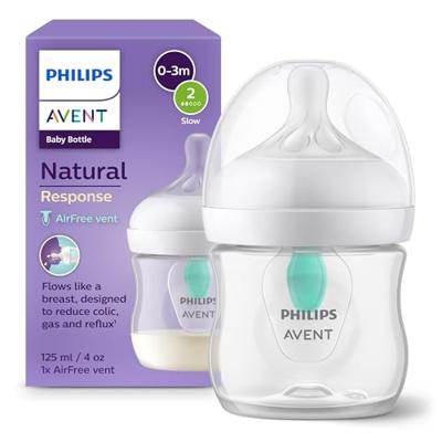 Flesje 125 ml ml Philips AVENT Natural Response AirFree doorzichtig Flesje 125 ml ml Philips AVENT Natural Response AirFree doorzichtig