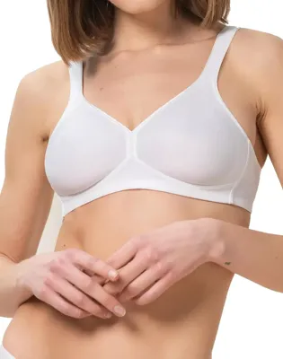 BH Modern Soft cotton N zonder beugel - Niet voorgevormde comfortabele bh - Naadloze cups - 90B - Wit - 90B