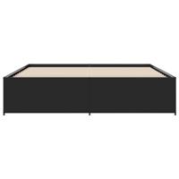 Bedframe bewerkt hout metaal zwart 200x200 cm - thumbnail
