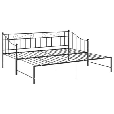 Slaapbankframe uittrekbaar metaal zwart 90x200 cm