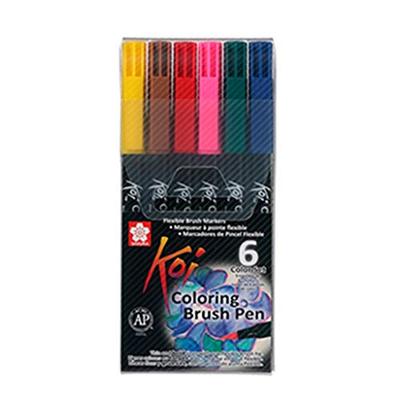 Sakura koi coloring brush pen set bright, 6 kleuren