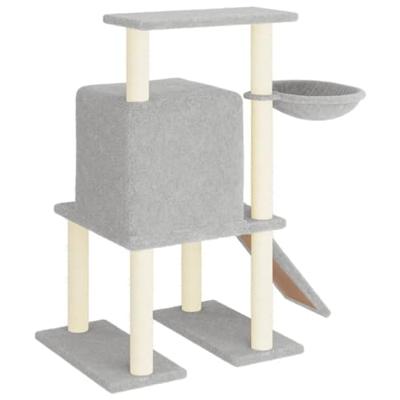 vidaXL Kattenmeubel met sisal krabpalen 96,5 cm lichtgrijs, kattenpaal, kattenboom, kattenkrabpaal, kattenhuis, kattenmeubel, kattenpalen