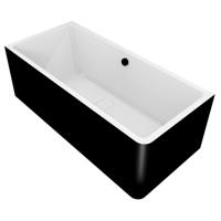 Ligbad Polysan Marlene 175x75x63 cm Asymmetrisch Links Zwart / Wit - thumbnail