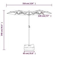 Parasol dubbel dak met LED's 316x240 cm terracottakleurig - thumbnail