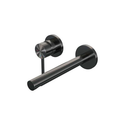 Inbouw Wastafelmengkraan Brauer Gunmetal Edition Coldstart Rechte Uitloop Ronde Hendel Links Geborsteld Gunmetal PVD Met Rozetten