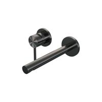 Inbouw Wastafelmengkraan Brauer Gunmetal Edition Coldstart Rechte Uitloop Ronde Hendel Links Geborsteld Gunmetal PVD Met Rozetten - thumbnail