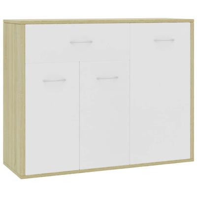 vidaXL Dressoir 88x30x70 cm spaanplaat wit en sonoma eikenkleurig