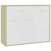 vidaXL Dressoir 88x30x70 cm spaanplaat wit en sonoma eikenkleurig - thumbnail