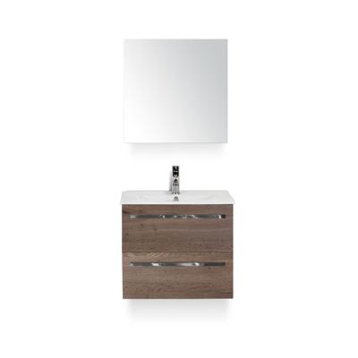 Seville Badmeubelset 60 cm - Tabacco - Keramische Wastafel Wit Enjoy - met Spiegelkast