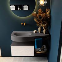 MONDIAZ RIVA 100cm badmeubel onderkast / planchet kleur Underlayment met 1 lade. Wastafel DULCET links 0 kraangaten kleur Dark_Grey. - thumbnail