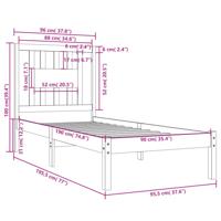 Bedframe massief hout 90x190 cm - thumbnail