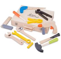 New Classic Toys houten gereedschapskist met 12 onderdelen - thumbnail
