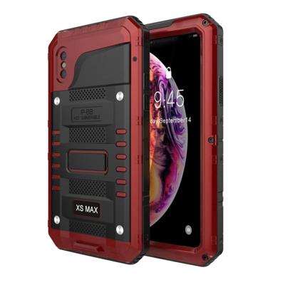 Waterdichte stofdichte schokbestendige zink legering + siliconen case voor iPhone XS Max (rood)