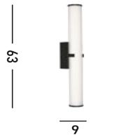 Searchlight Badkamer wandlampClamp 63cm zwart - 63126-1BK - thumbnail