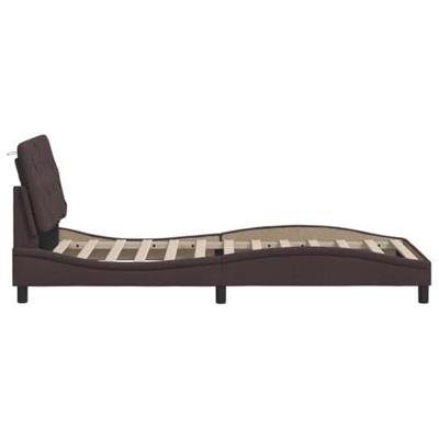 Bedframe met LED zonder matras 80x200 cm stof donkerbruin