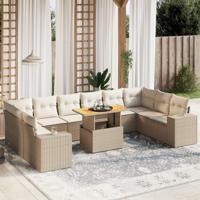 11-delige Tuinset met kussens poly rattan beige - thumbnail