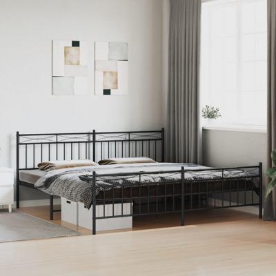 Bedframe met hoofd- en voeteneinde metaal zwart 193x203 cm
