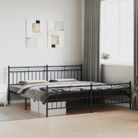 Bedframe met hoofd- en voeteneinde metaal zwart 193x203 cm - thumbnail