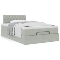 Ottoman bed met matras 80x200cm fluweel lichtgrijs - thumbnail