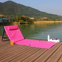 Strandmat met Rugleuning en Kussen 158cm x 56cm roze - thumbnail