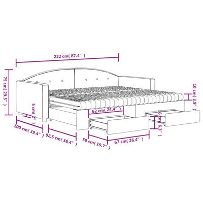 Slaapbank onderschuifbed en lades 80x200 cm fluweel lichtgrijs