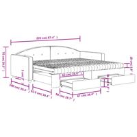 Slaapbank onderschuifbed en lades 80x200 cm fluweel lichtgrijs - thumbnail