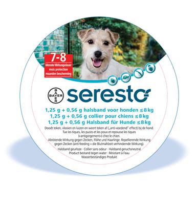 Seresto teken- en vlooienband hond tot 8kg 38cm