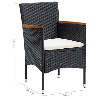 5-delige Tuinset met kussens poly rattan zwart - thumbnail