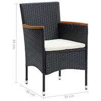 7-delige Tuinset met kussens poly rattan zwart - thumbnail