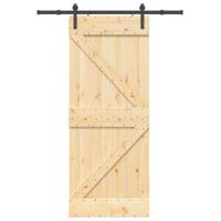 Schuifdeur met beslag 85x210 cm massief grenenhout - thumbnail