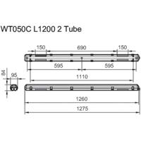 Philips LED Ledinaire WT050C 2xTLED L1200 LED-lamp voor vochtige ruimte LED T8 Grijs, Wit - thumbnail
