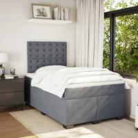 Boxspring met matras fluweel donkergrijs 120x200 cm - thumbnail