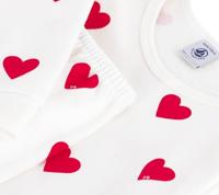 Pyjama voor kinderen met PETIT BATEAU-hartjesprint wit - thumbnail