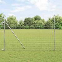 VidaXL Hek met paal zilver 1,5 x 10 m staal en pvc - thumbnail
