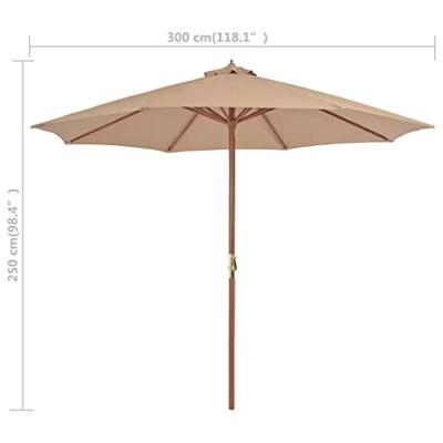 VidaXL Parasol met houten paal 300 cm taupe
