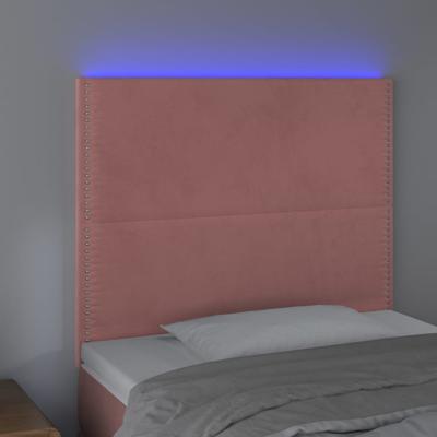 Hoofdbord LED 90x5x118/128 cm fluweel roze - thumbnail