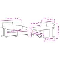 2-delige Loungeset met kussens stof lichtgrijs - thumbnail