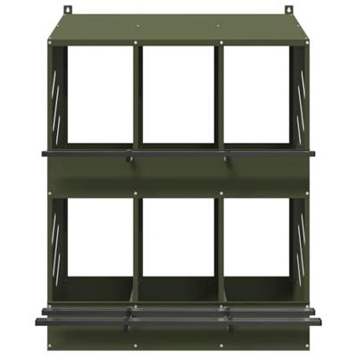 Kippennestkastje met 6 vakken olijfgroen metaal Kippennestkastje met 6 vakken olijfgroen metaal