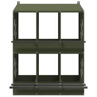 Kippennestkastje met 6 vakken olijfgroen metaal - thumbnail